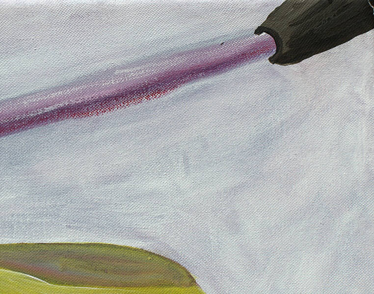 "Trike and Barrel" Trike handle and seat close up from the original signed painting
