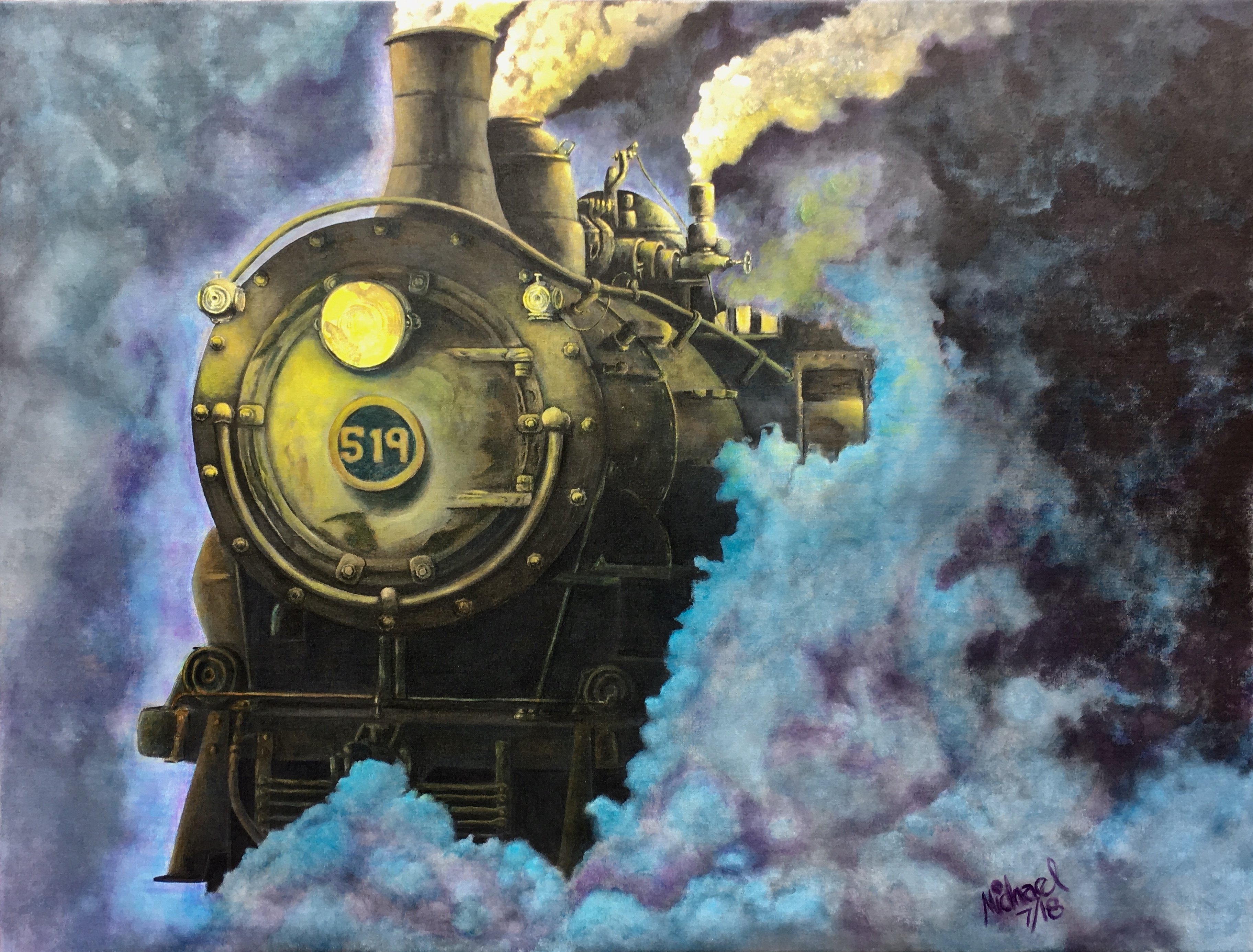 Steam engine 519 painting by Michael Arnold