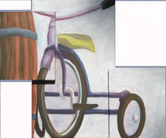 Trike and barrel painting by Michael Arnold